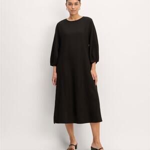NEW Everlane The Linen A-line Midi Black Dress
